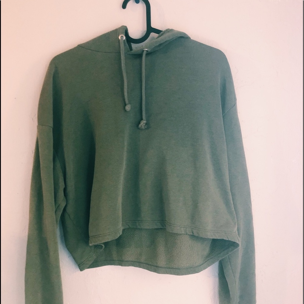 Olive green cropped hoodie